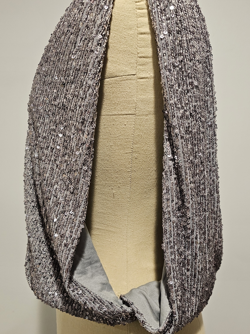 Silver Sequin V-Neck Women's Top - Picture 3 of 7